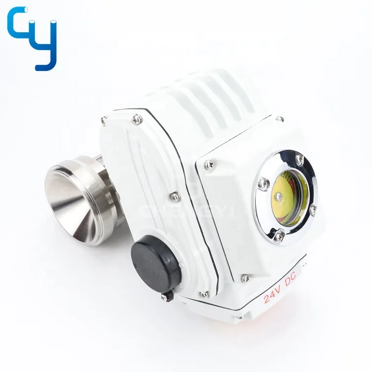 SS304/316L Sanitary stainless steel electric motorized actuator control bottom ball valve