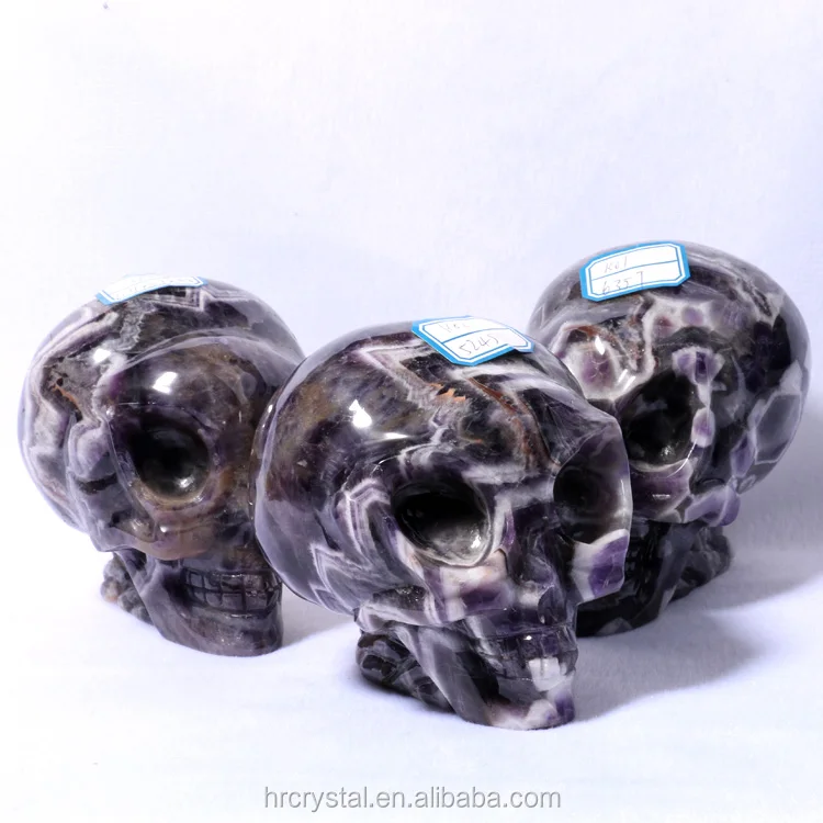 Wholesale Natural Rock Chevron Amethyst Alien Crystal Skulls for Decoration