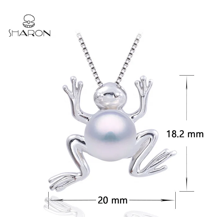 Customized Latest Style Wholesale Fashion Lucky Women Jewelry Design S925 Frog Pearl Pendant Necklace