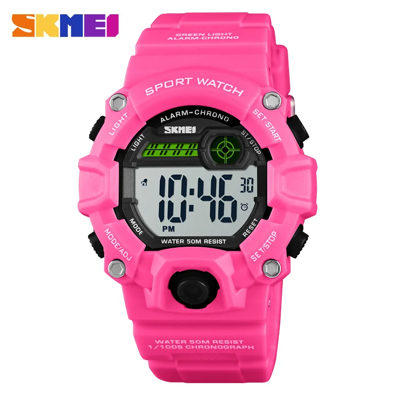 SKMEI NEW Kids Watches Digital Stopwatch Led Clock 50M Swim Waterproof Plastic Alarm Boys Girls Children Sports Watch 1484 reloj