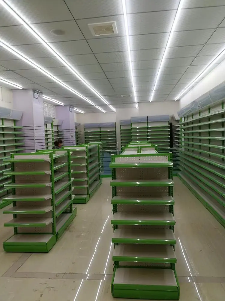 Freestanding Single Sided Multi-Layer Steel Wooden Drugstore Retail Store Pharmacy Display Shelves