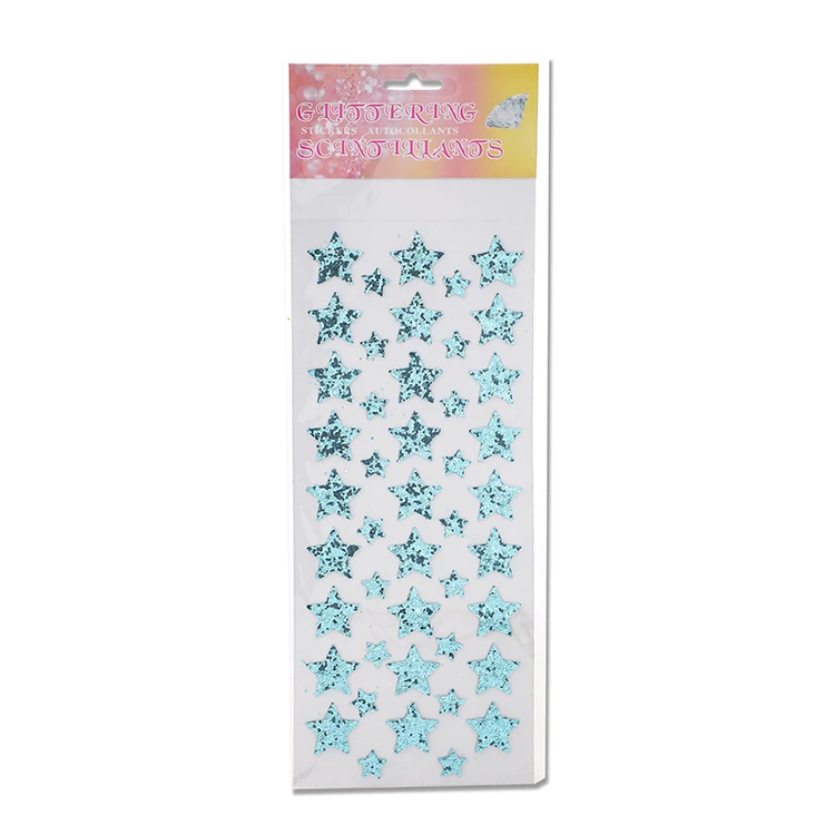 Promotional lowest price decoration EVA material gold star shape glitter sticker in stock