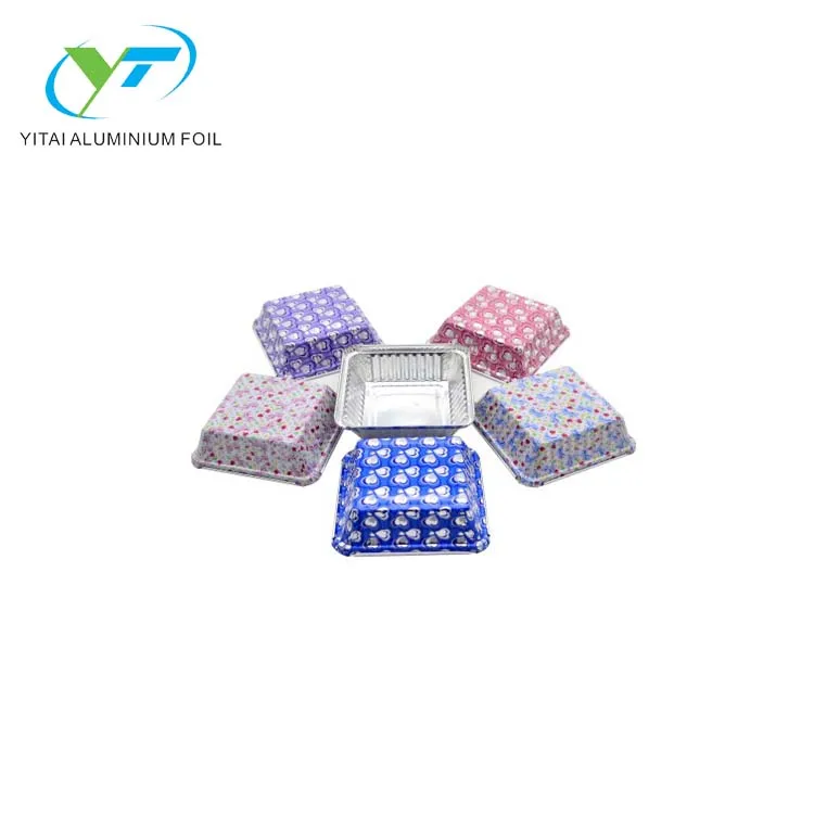 
mini square aluminum foil container pudding cup with lid 