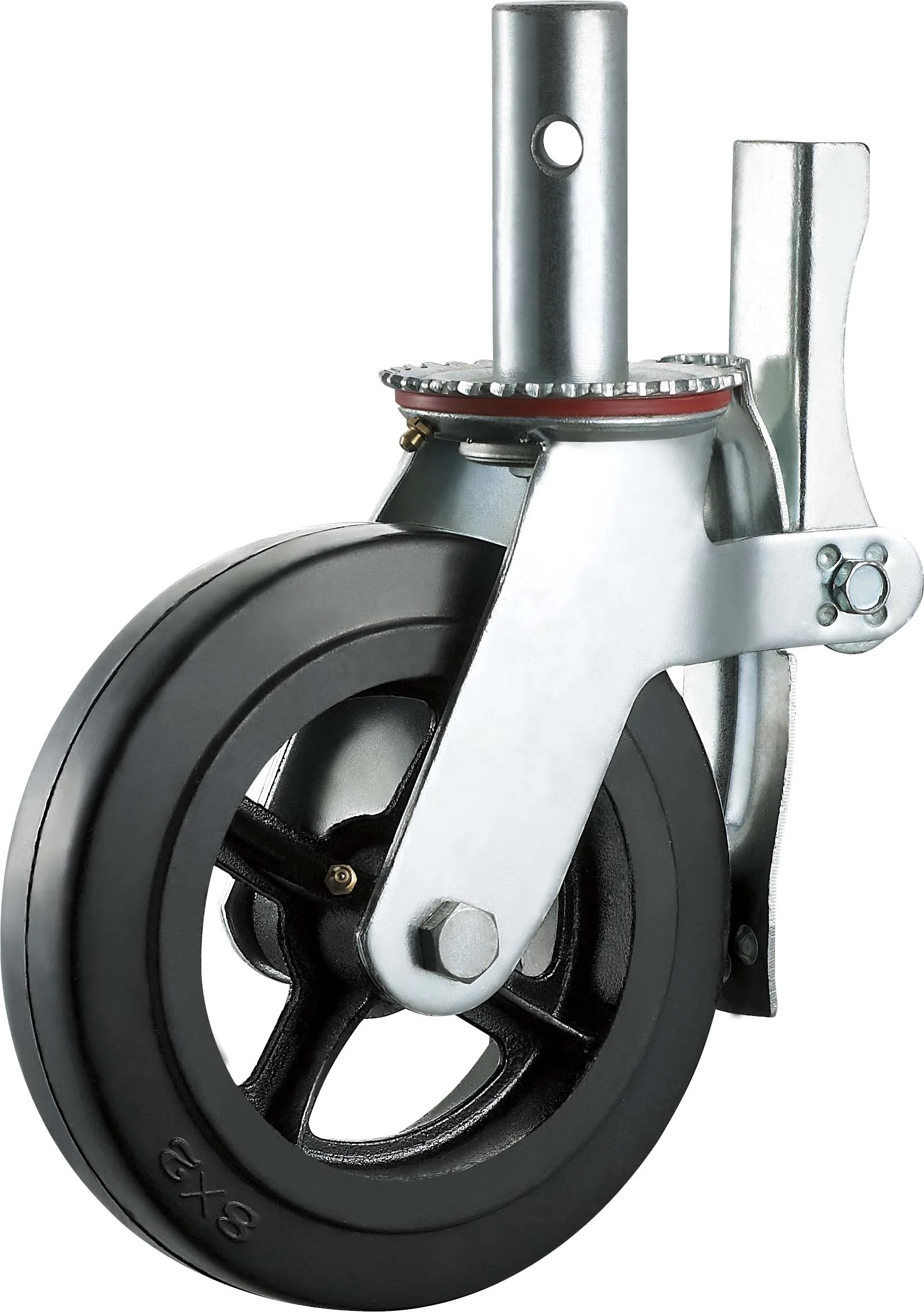 Scaffold caster wheel 6 inch Cast Iron core polyurethane swivel caster with rear brake heavy duty caster wheel