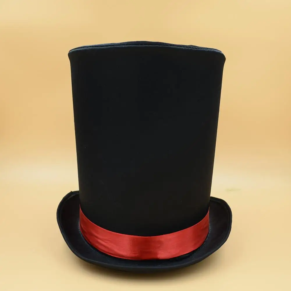 MH-3049 Party Halloween Deluxe Extra Tall Victorian Coachman Silk Satin Black Magician Top Hat