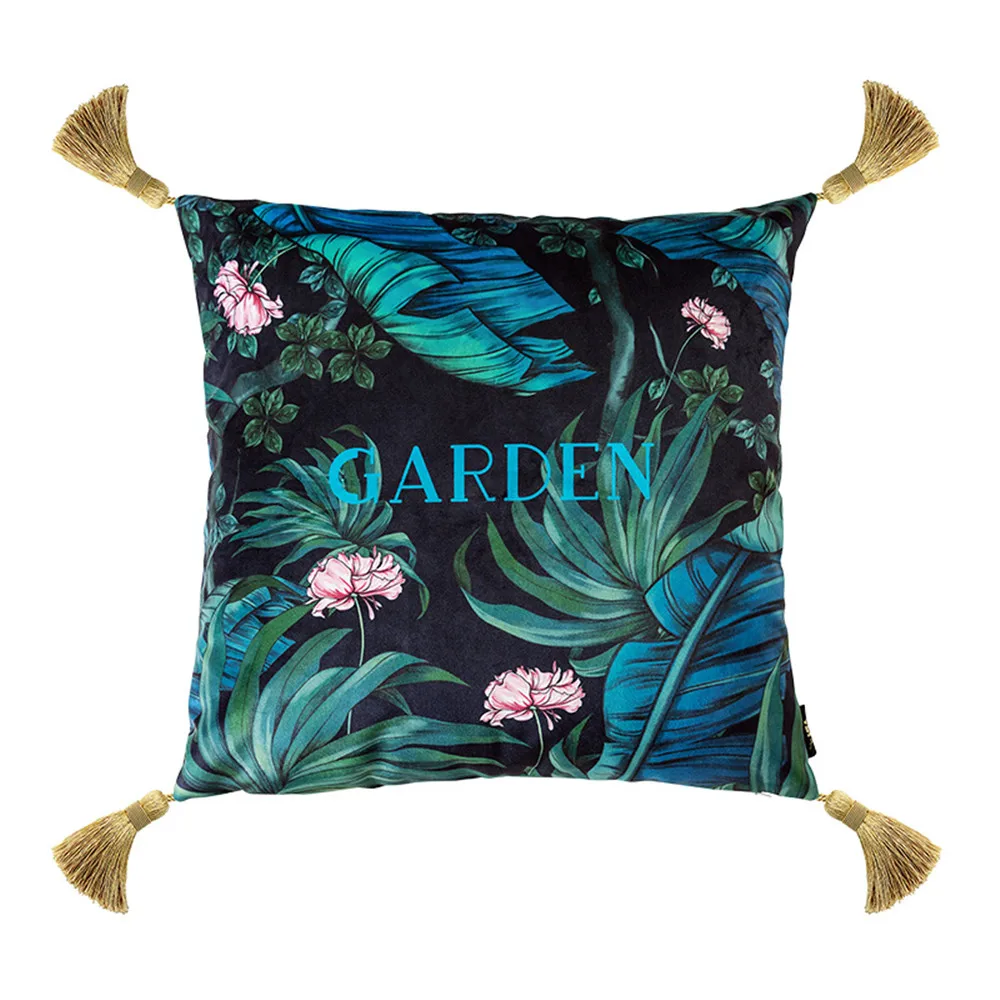 American style Forest Restaurant Sofa Square Cushion Short Furry Comfortable Leopard Pillow Cover with tassels(BY12-B10016)