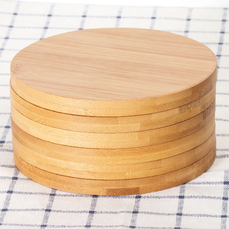 
In Stocked Customized Round Cup Mat Pad Drink Cup Coasters Bamboo Coasters for bar wedding 