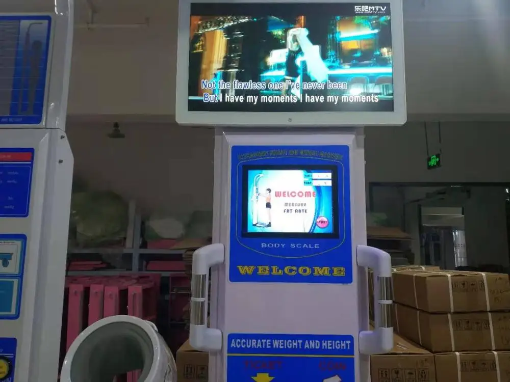 coin operated weighing scale  with height measurement  bmi calculator fat mass analysis and blood pressure monitor