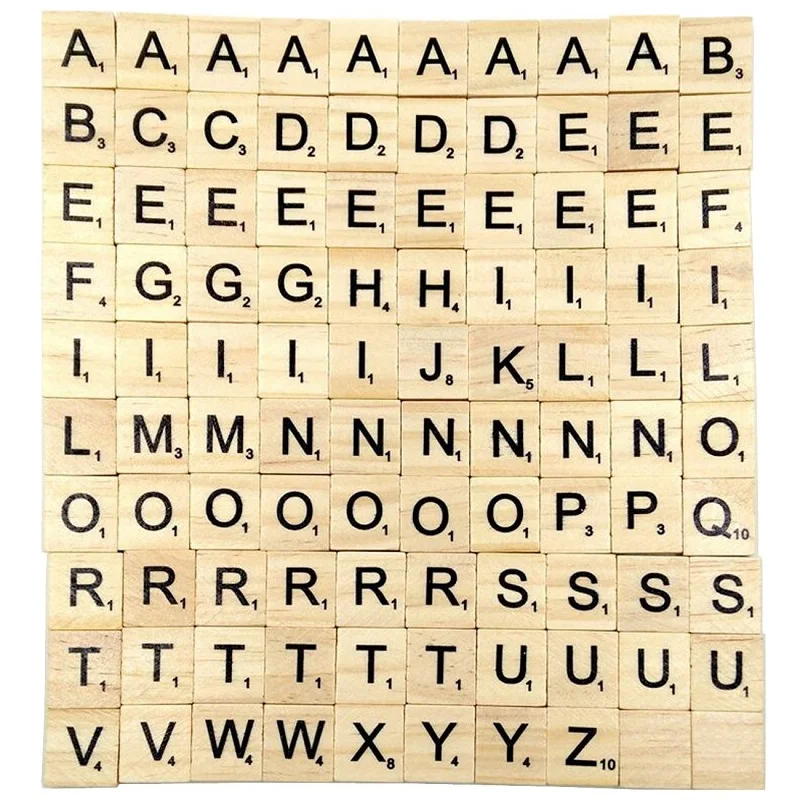 
Wooden Alphabet Tiles Black Letters Numbers For Scrabble Kid Child 