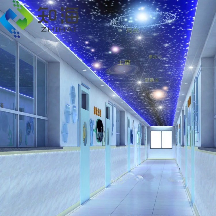 ZHIHAI Custom Waterproof Modern Pop False Designs for Hall Outer Space UV Print 3D PVC Ceiling Panel