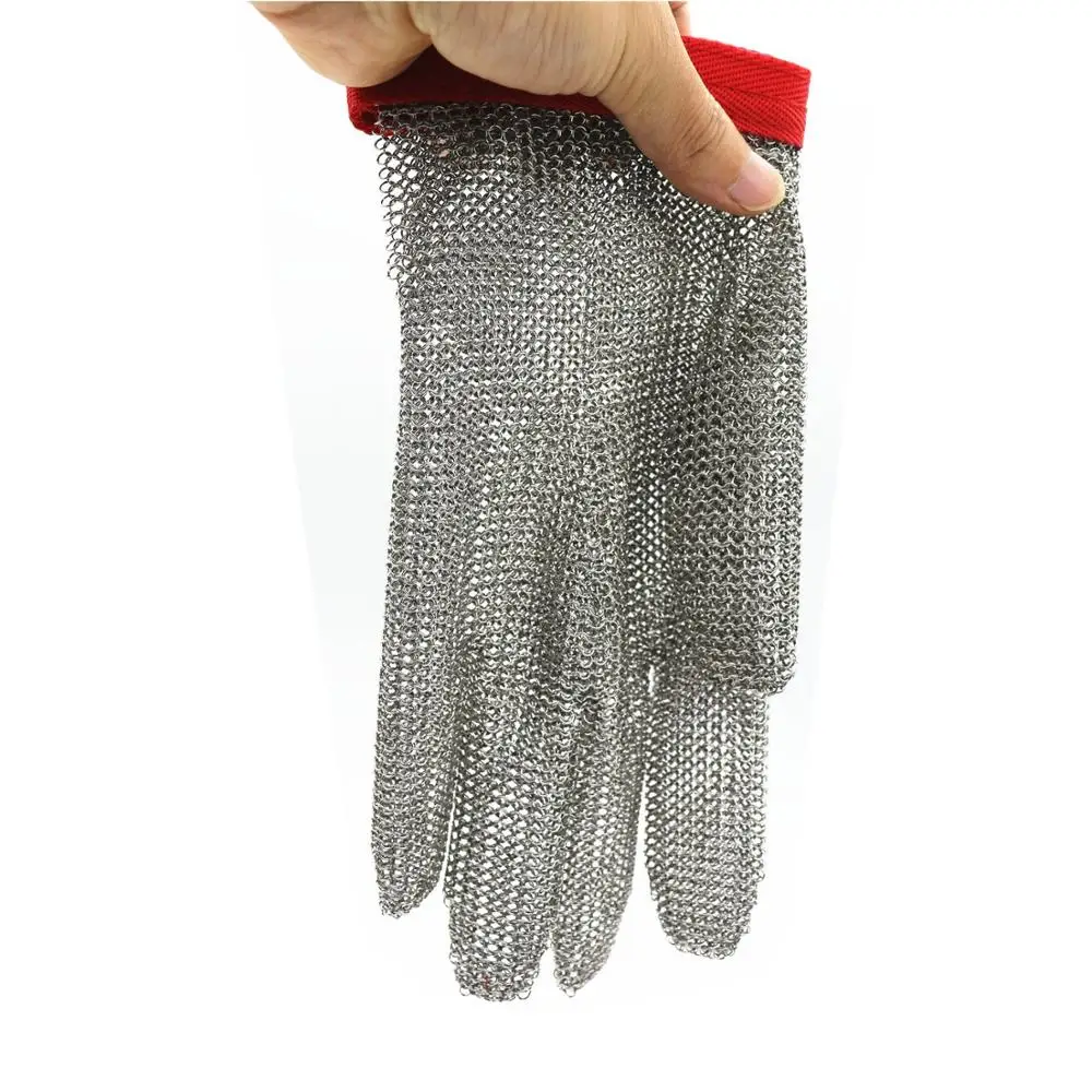 304L Chain Mail Stainless Steel 5-Finger Metal Mesh Cut-Resistant Gloves