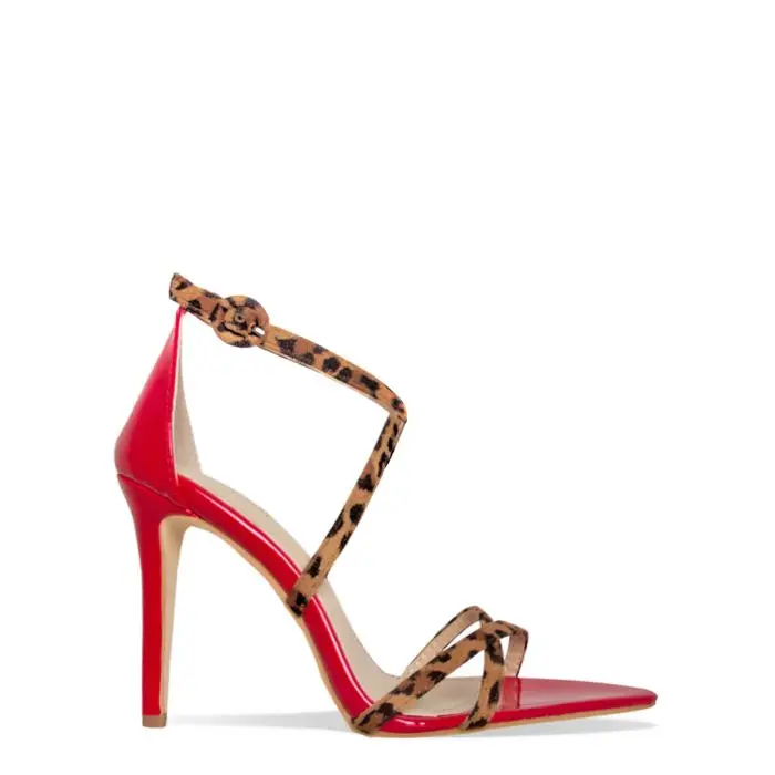 Chengdu factory wholesale High Heel leopard suede summer Shoes New Model buckle ankle strap pointed toe stiletto heels sandals