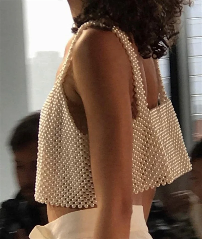 B8562 Handmade jewelry alloy and pearl beads body chain fancy bra for summer bikini