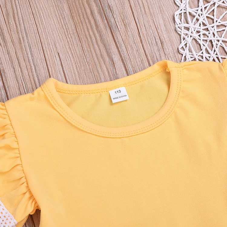 
Kids clothing baby clothes yellow ruffle dress daisy floral ruffle short pants shorts 2pc set baby girl clothing set 