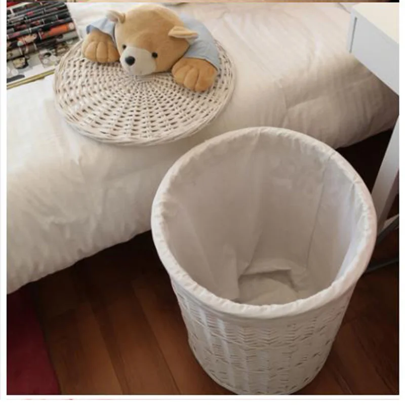 400148 China factory  Round rattan Collapsible Laundry hamper foldable  wicker laundry basket for dirty clothes washing cloth