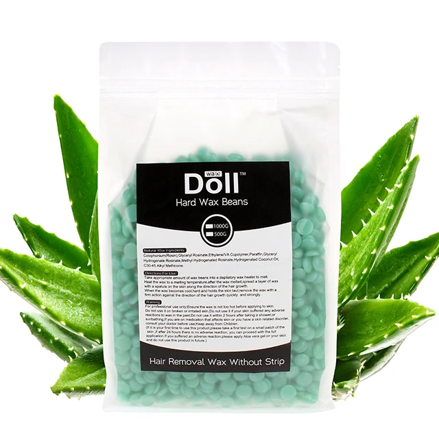Doll Wax Natural Rosin Hard Wax Beans Aloe 1000g Painless 1kg Hair Removal hard Wax beans