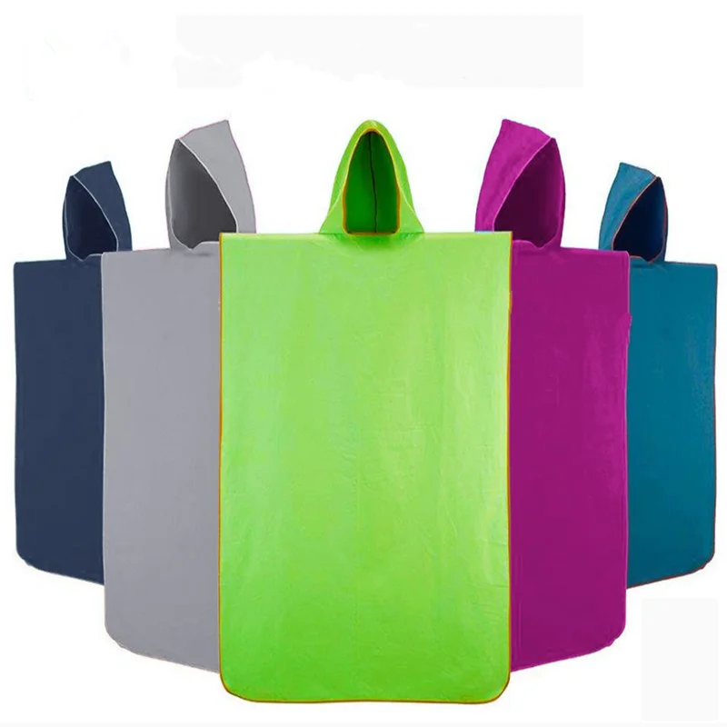 China manufacture Super Water Absorbent quick dry  microfiber change  robe  Poncho towel  with hood for beach surfing