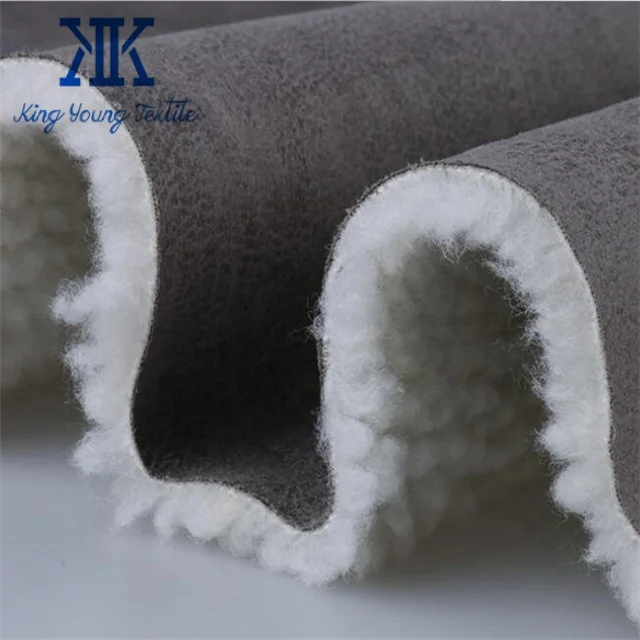 foam backed faux suede fabric with fleece / foam back fabric for upholstery