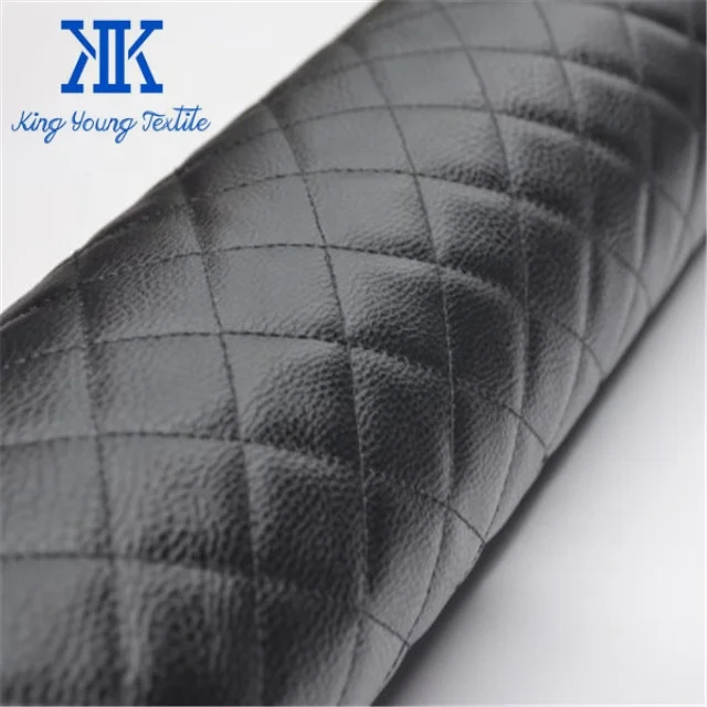 wholesale factory manufacturer faux synthetic genuine quilted pu pvc leather fabric