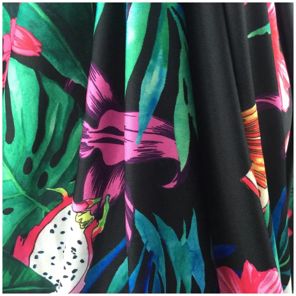 The manufacturer wholesale tropical pattern swimming lycra jersey fabric polyester for garments