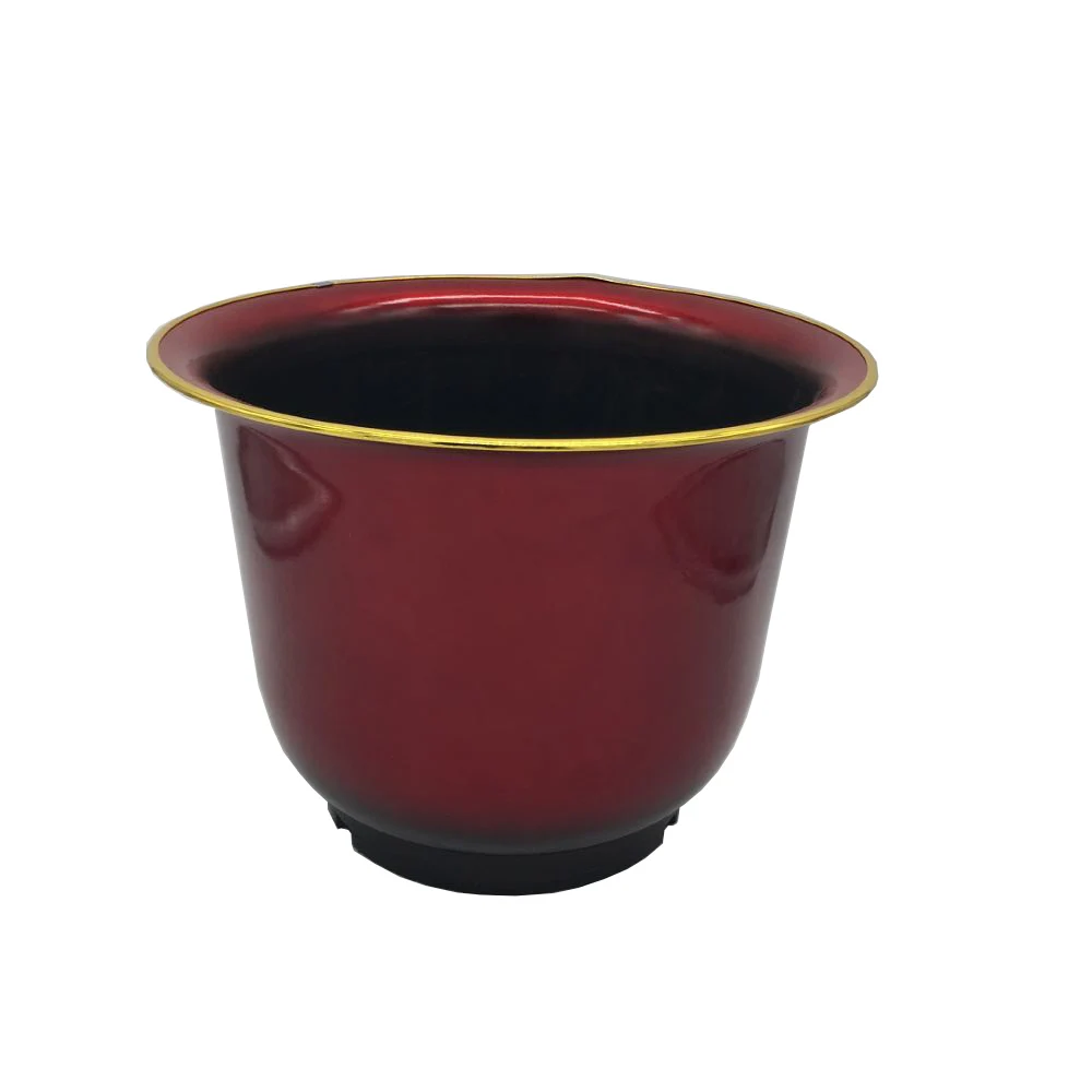 Chinese style  Bright red stoving varnish plastic ceramifinish plant pot with gold edge home and  office flower pot