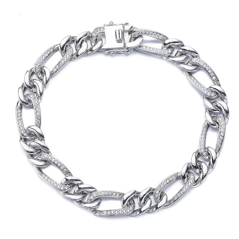 Gold 925 Sterling Silver Jewelry Chain Link Curb Bracelet For Men Women