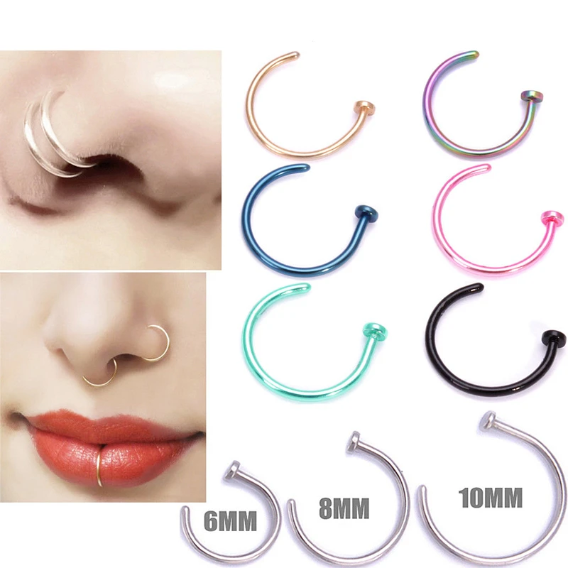 20G Surgical Steel Open Nose Ring Hoop Lip Ring Small Thin Piercing