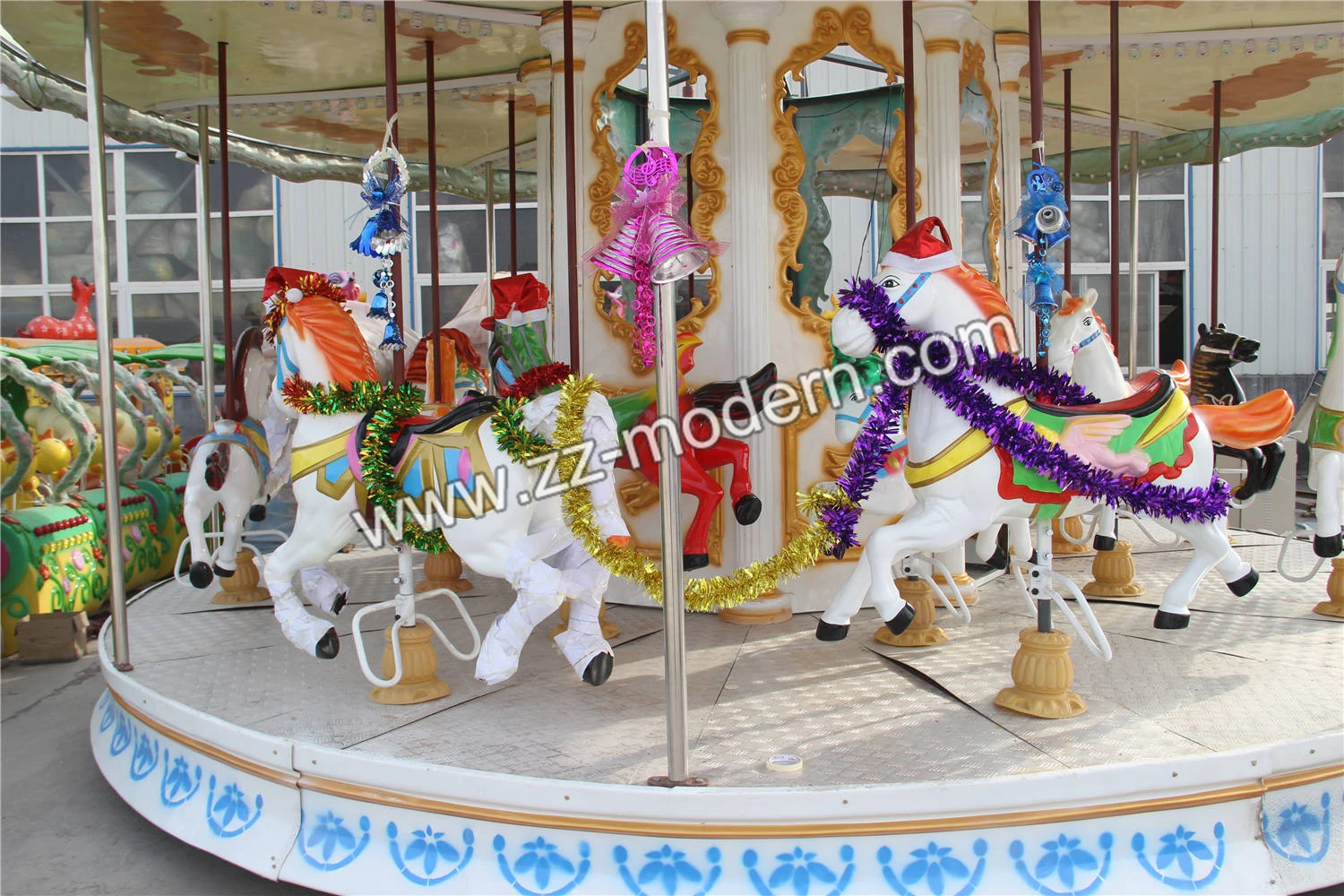 Mini carousel hors amus ride amusement used playground merry go round for sale