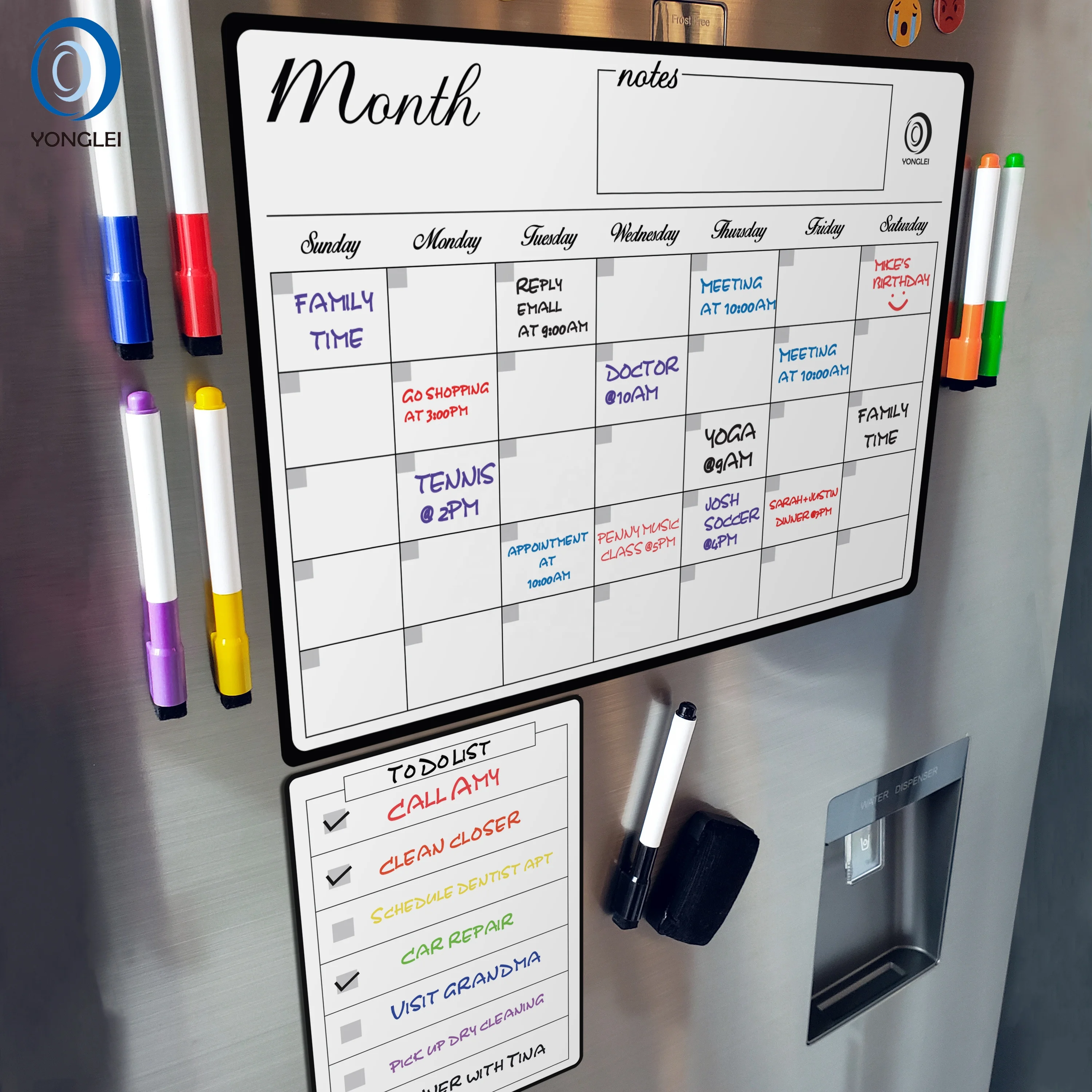 3.3P-3B1 Dry erase daily weekly monthly planner notepad for fridge