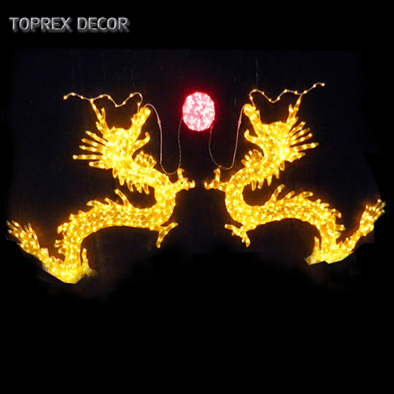 New Design New Year Dragon Boat Festival Decoration LED Dragon 3D Motif Light