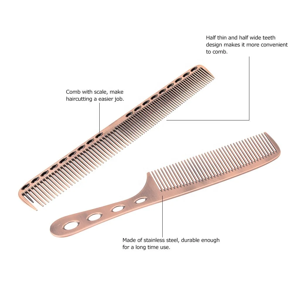 Wide Tooth Comb Logo Hot Straightening Comb Hair Comb with Handle Aluminum Hair Brush