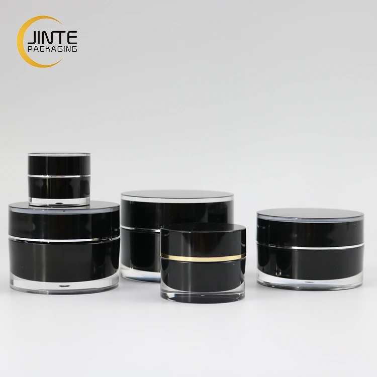Free Sample Luxury Cosmetic Packaging Acrylic Black Plastic Nail Gel Jar 15g