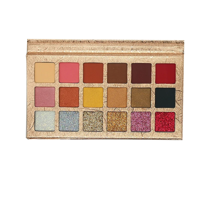 
High Pigment No logo Eyeshadow Palette OEM 18 Shades Custom Color Eyeshadow Palette organic glitter Matte pigmented private lab 