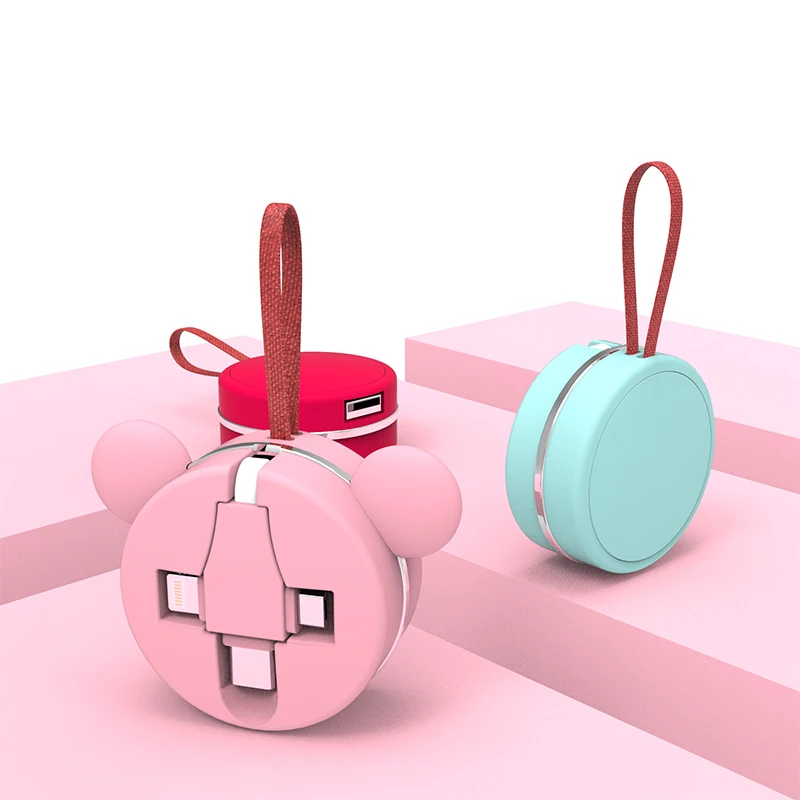 2019 New Trending Portable Lanyard Keychain USB 3 in 1 Cable for Cell Phone Chargers Data Line