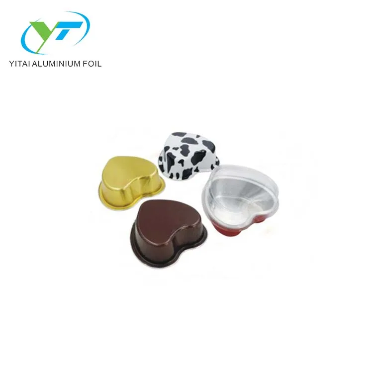 
100ml heart shape bakery high quality colorful aluminium foil pudding muffin and dessert cup 