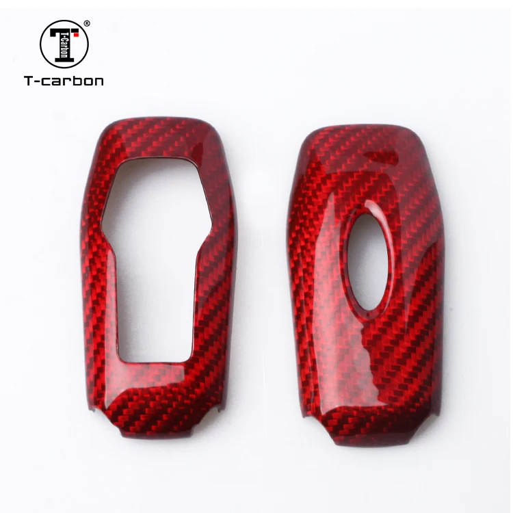 T-carbon Glass Fiber Gloss and Shine Key Cover  For Ford 3 button Key Car Interior Accessories Key Case