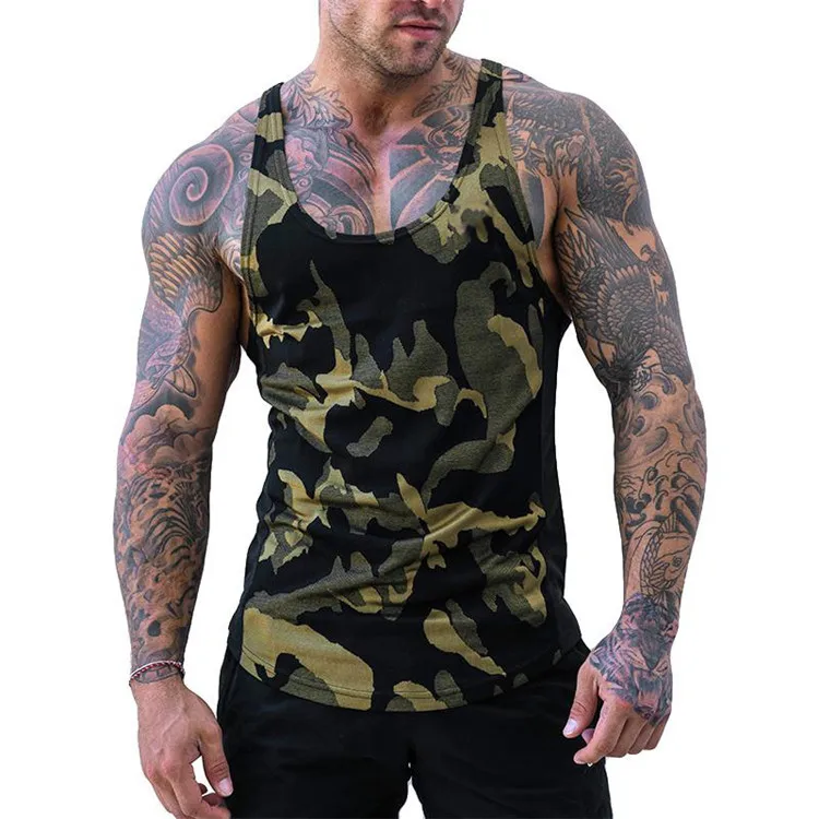 
Wholesale Custom Muscle fitness gym camouflage tank top fast-drying sportswear mens camouflage vest 