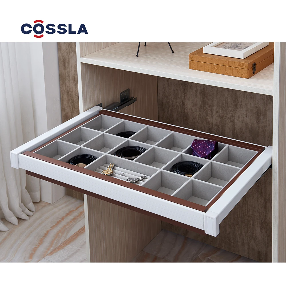 Wardrobe Accessories Soft Close Pull Out Velvet Jewelry Box Closet Fittings