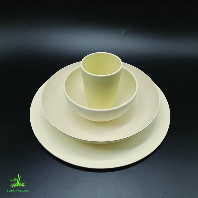 
China wholesale custom degradable dinnerware set tableware set in bamboo fiber 