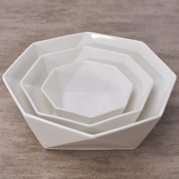 White geometrical shape all sizes wedding unique soup bowls fruit bowl for sale