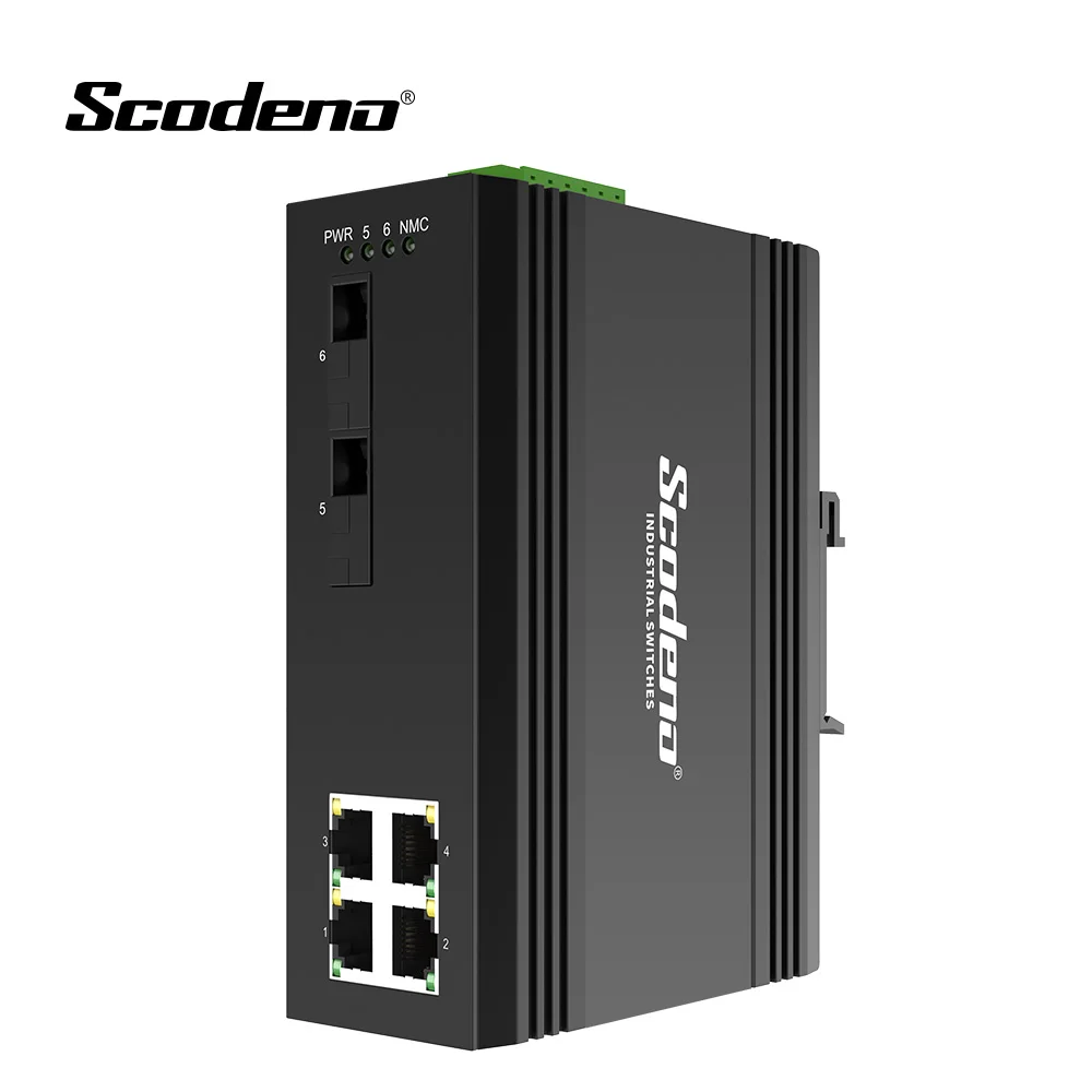 SCODENO 802.3af/802.3at IP40 1000 Мбит/с 2 + 4 порта PoE промышленные коммутатора Ethernet