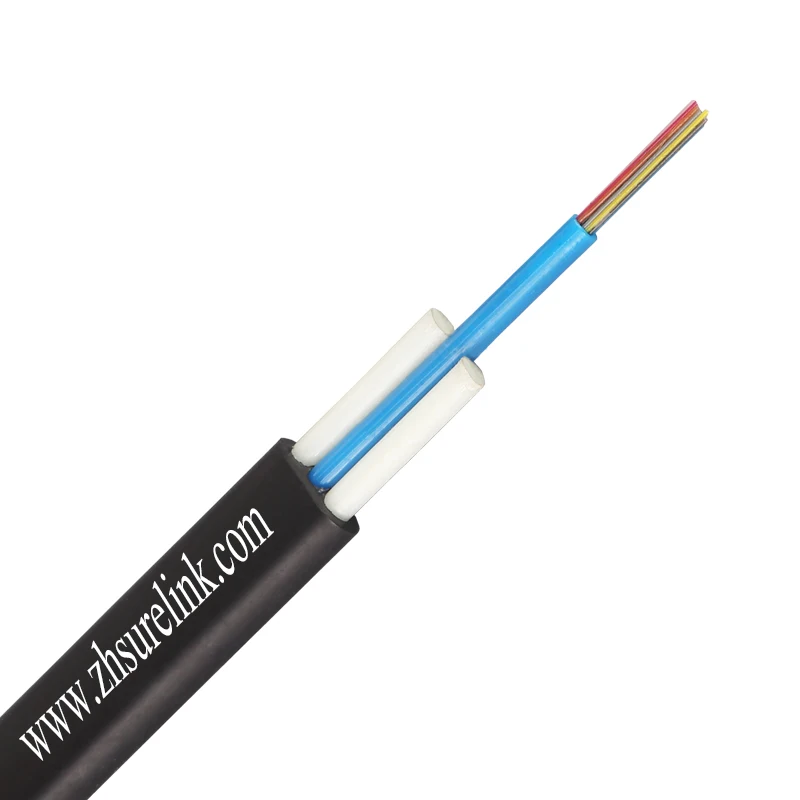 Outdoor Aerial Single Mode G652D 1 2 4 6 12 24 core Fiber Optic cable with two FRP gyfxtby FTTH flat drop cable