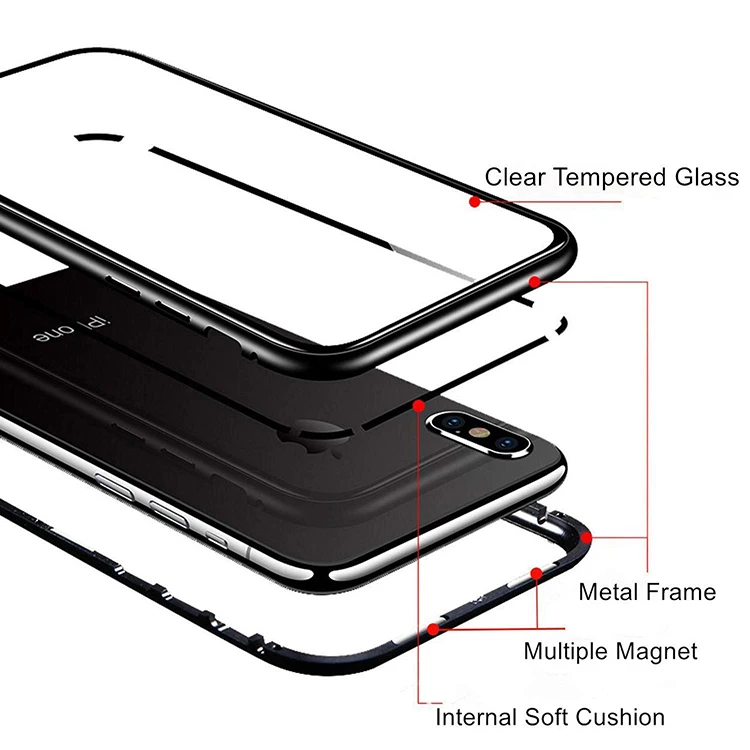  Прозрачный Магнитный чехол из закаленного стекла для телефона iPhone 11 Samsung S21 с магнитной металлической рамкой a21S