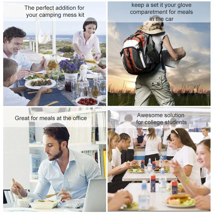 Best Sell Handmade Bamboo Straw Chopsticks Knife  Fork Spoon Flatware Set with Portable Bag