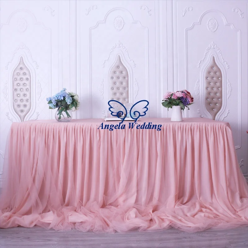 CL072B новый дизайн, красивая коллекция 2019 года, много цветов, длинная драпированная розовая скатерть с оборками или юбка для свадебного стола