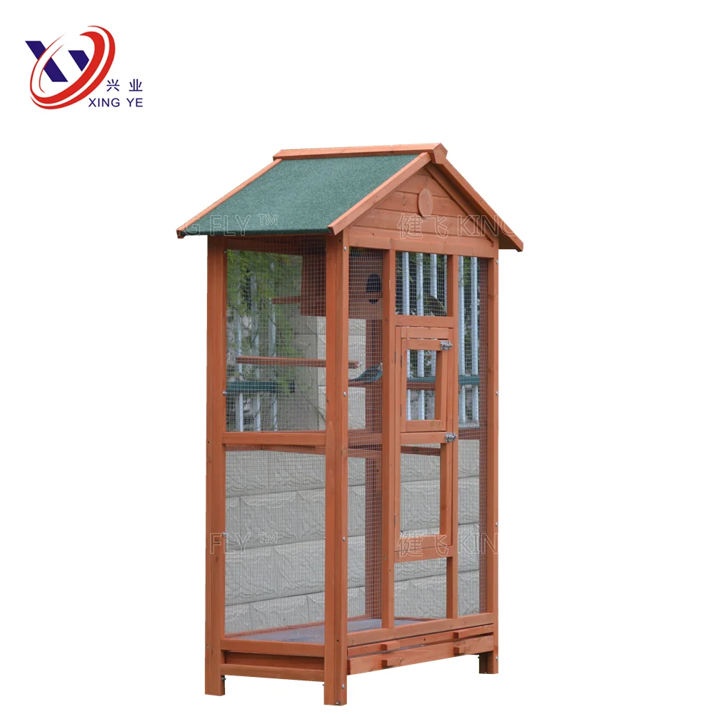 Antique Outdoor Wooden Bird Cage Canary Large With Run AV067