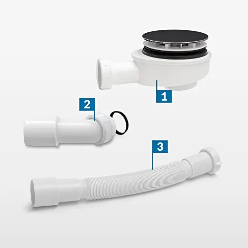 SALLY 2019 New Durable Plastic 90mm Shower Waste Drain with Chrome Plate Cover and Tube Hose