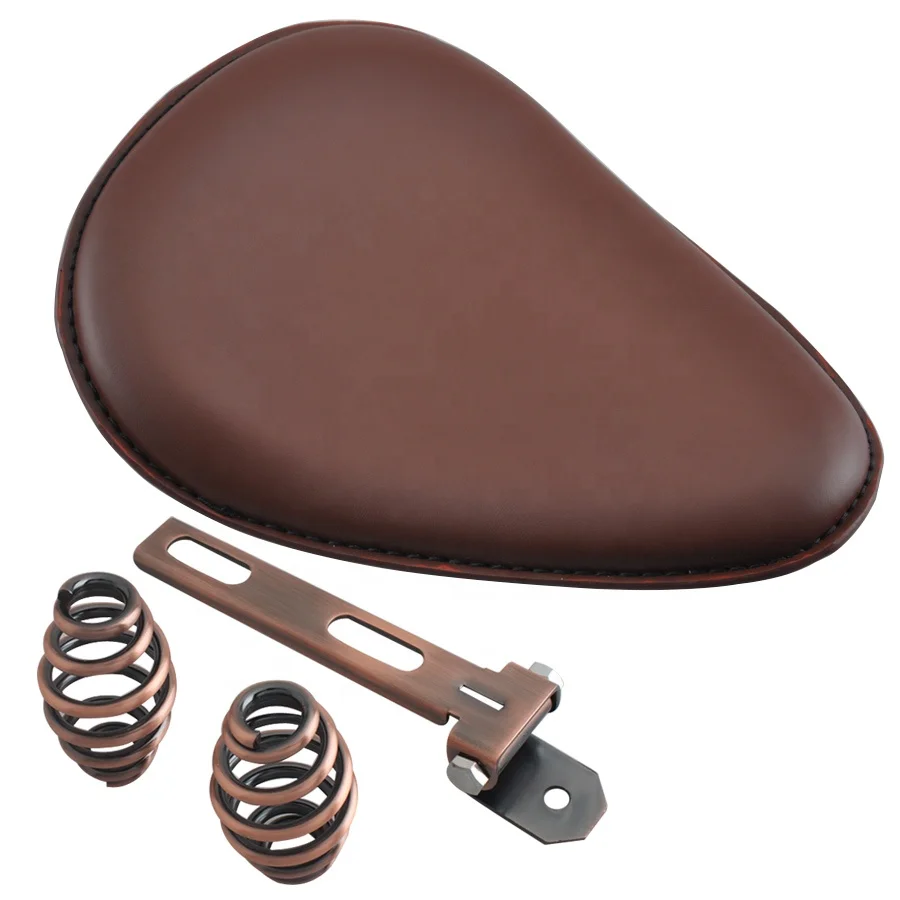 Черно-коричневое седло для мотора с медным пружинным кронштейном подходит для Harley Bobber Honda Универсальный