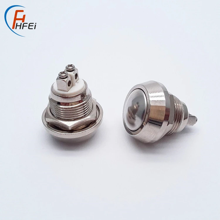12mm selector metal 2 pin led 12mm 12v 24 volt metal push button switch waterproof switch button