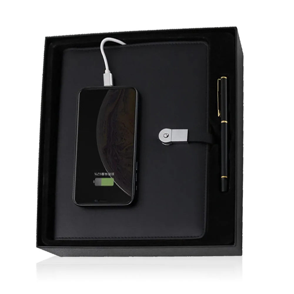 A5 Ruled Pages 8000 Mah Custom Logo Usb  Power Bank Journal Custom Notebook with Power Bank